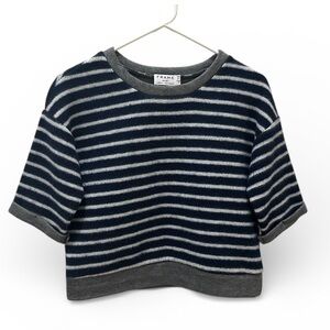FRAME short sleeve cropped striped sweater size XS